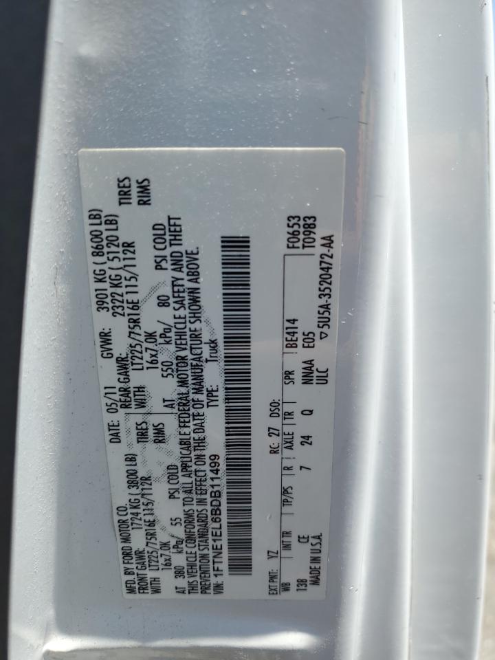 2011 Ford Econoline E150 Van VIN: 1FTNE1EL6BD11499 Lot: 60074405