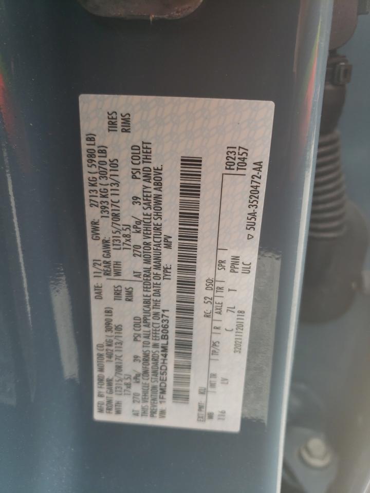 2021 Ford Bronco Base VIN: 1FMDE5DH4MLB06371 Lot: 60593015