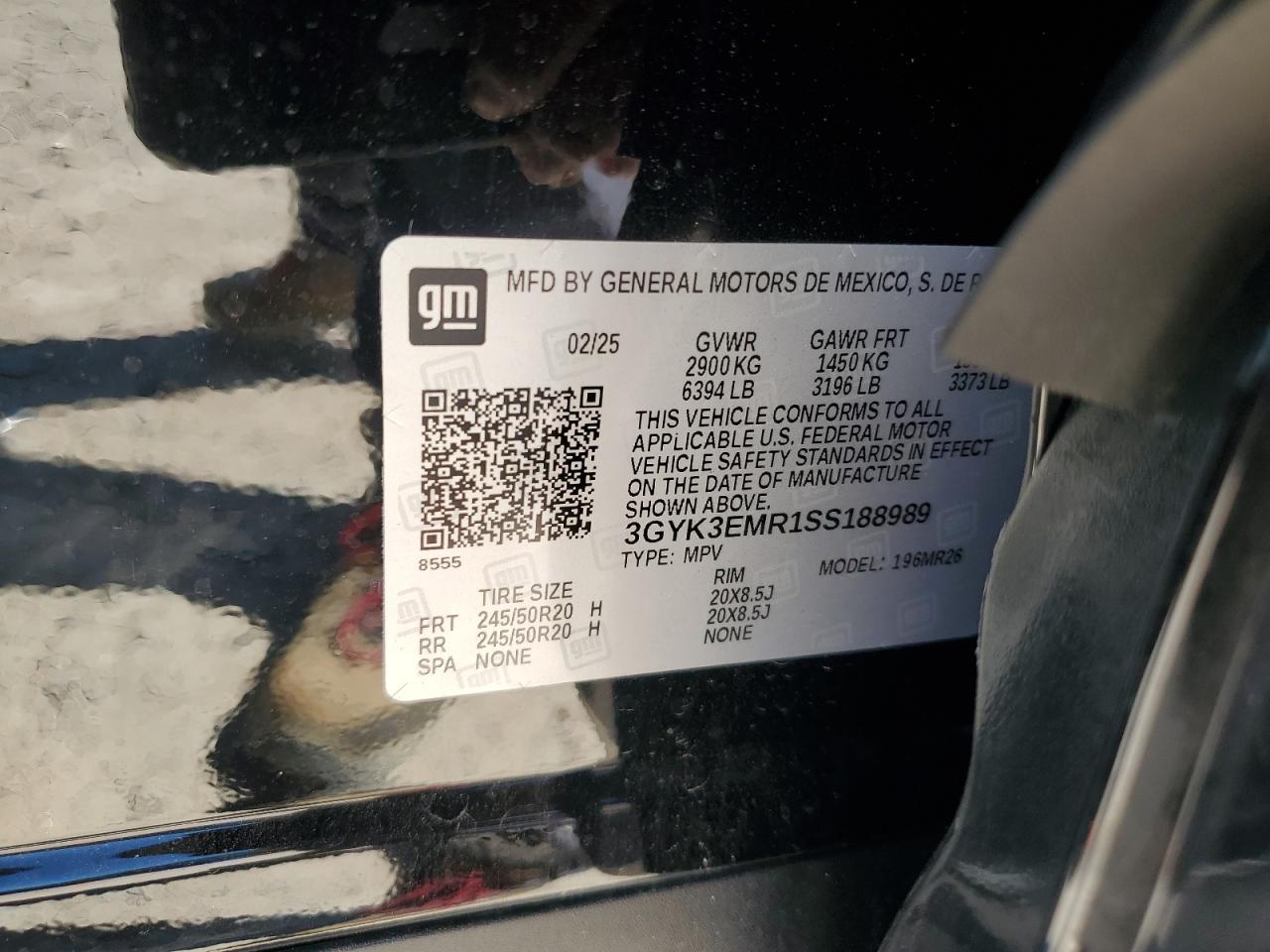 2025 Cadillac Optiq Sport VIN: 3GYK3EMR1SS188989 Lot: 62065105