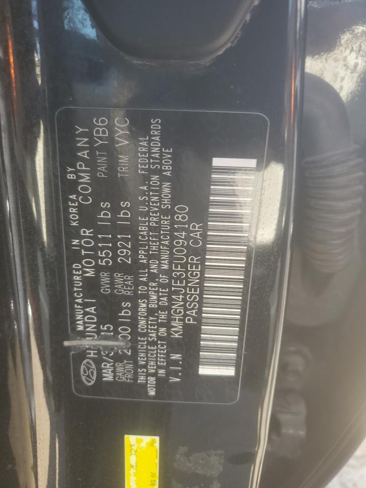 2015 Hyundai Genesis 3.8L VIN: KMHGN4JE3FU094180 Lot: 60711175