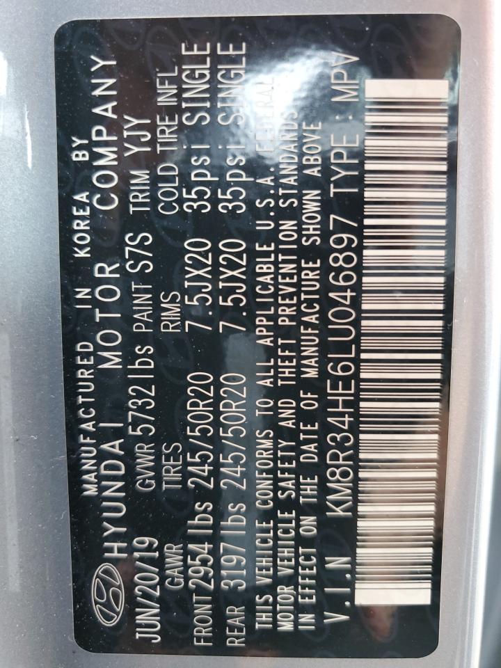 2020 Hyundai Palisade Sel VIN: KM8R34HE6LU046897 Lot: 62701945
