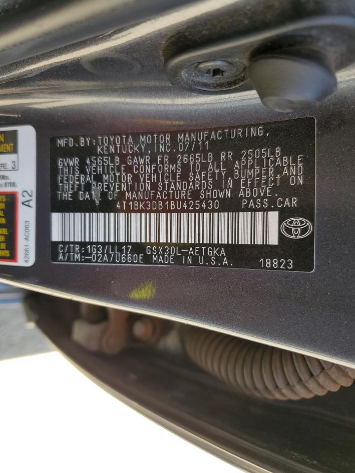 2011 Toyota Avalon Base VIN: 4T1BK3DB1BU425430 Lot: 62591215