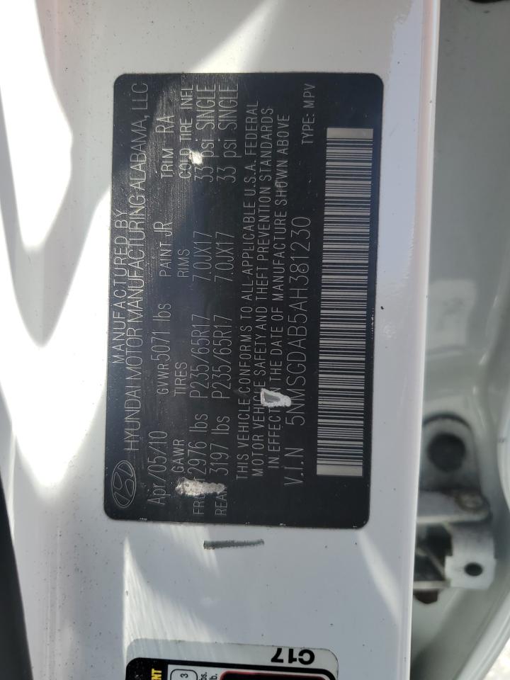 HYUNDAI SANTA FE 2010 VIN 5NMSGDAB5AH381230 zdjęcie 13