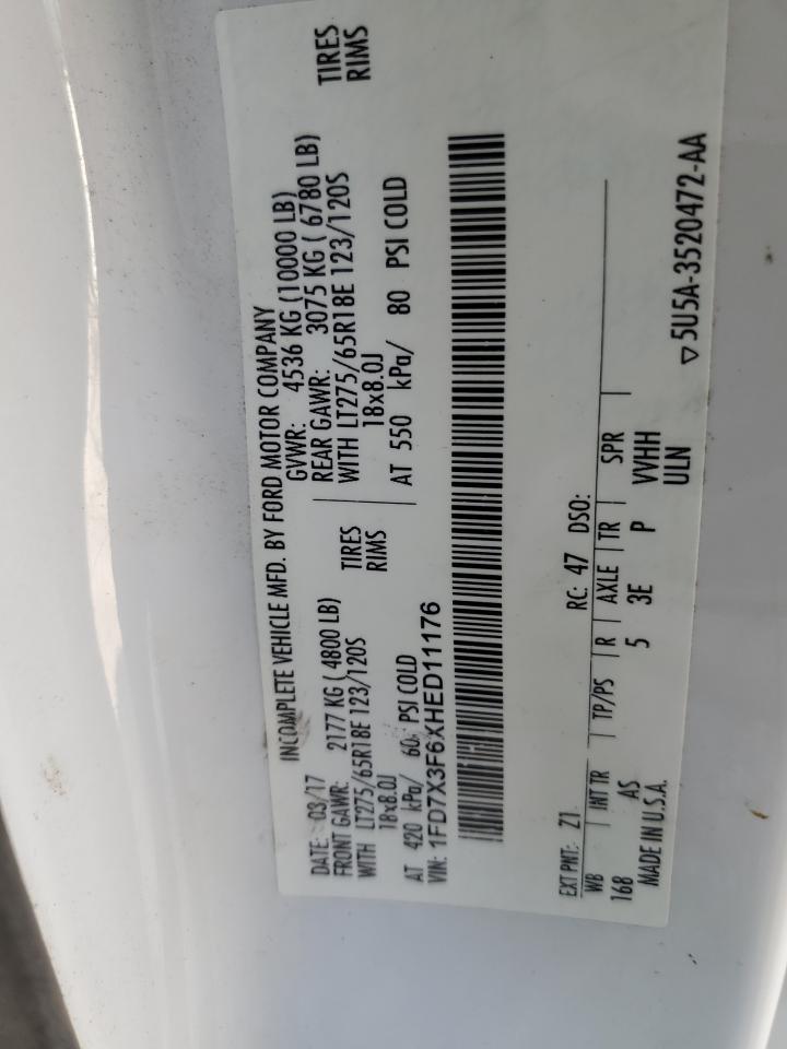 2017 Ford F350 Super Duty VIN: 1FD7X3F6XHED11176 Lot: 62476065