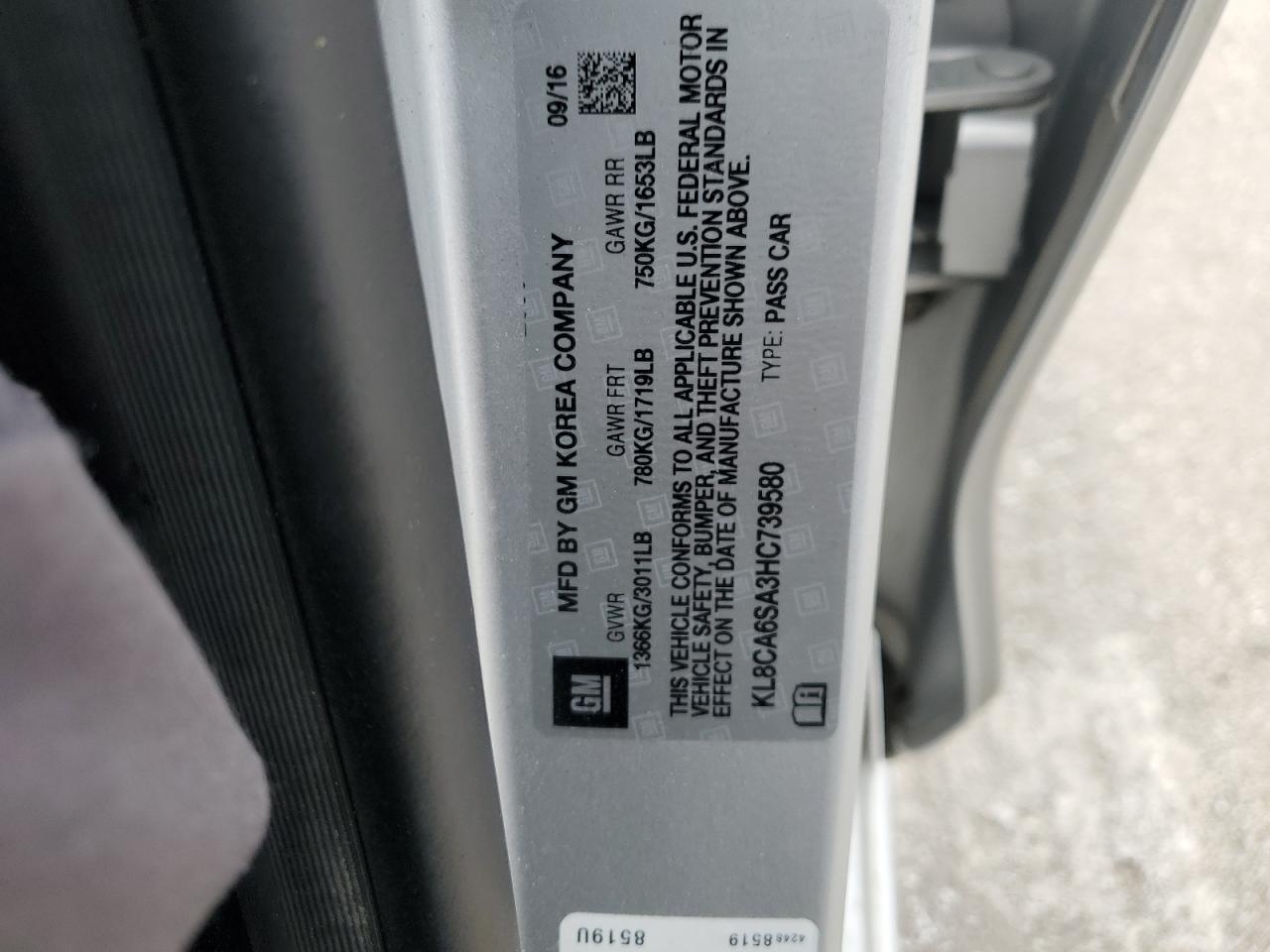 KL8CA6SA3HC739580 CHEVROLET SPARK 2017