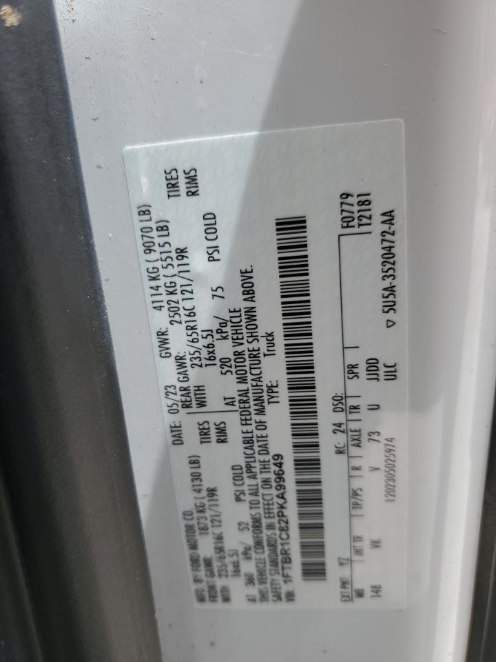 2023 Ford Transit T-250 VIN: 1FTBR1C82PKA99649 Lot: 80589755