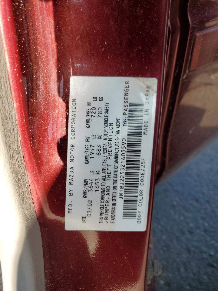 2002 Mazda Protege Dx VIN: JM1BJ225321605590 Lot: 61098175