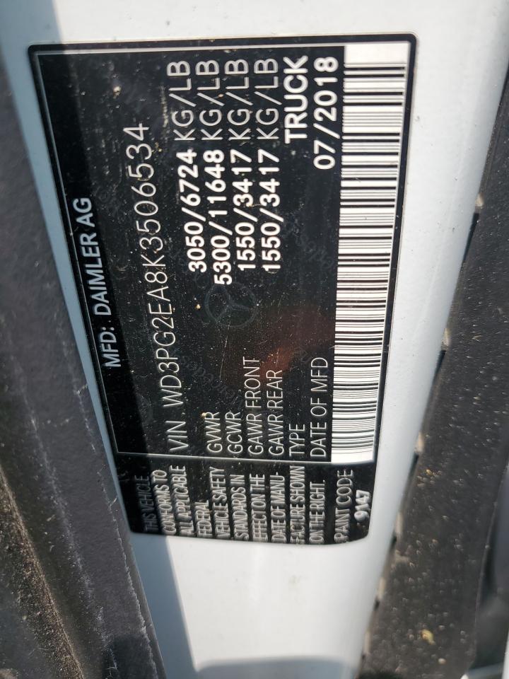 2019 Mercedes-Benz Metris VIN: WD3PG2EA8K3506534 Lot: 59255825