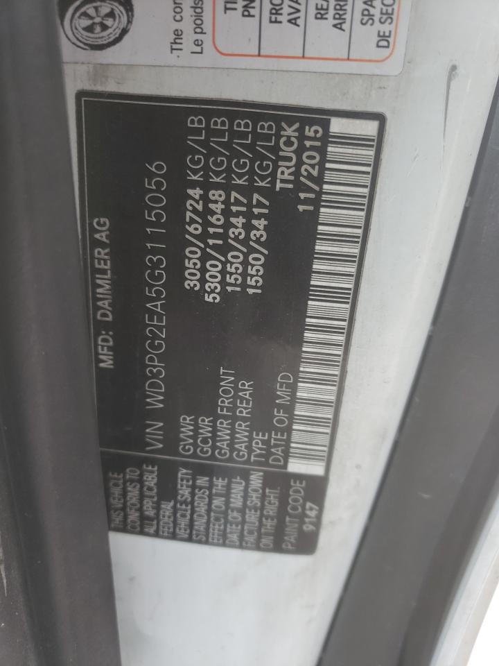 2016 Mercedes-Benz Metris VIN: WD3PG2EA5G3115056 Lot: 61526165