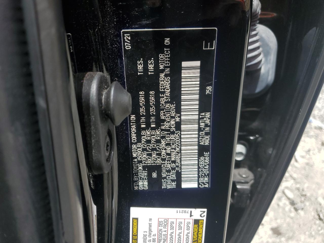 2021 Lexus Nx 300 Base VIN: JTJSARBZ7M2200953 Lot: 62469185