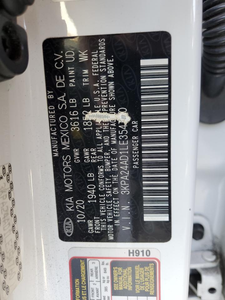 2020 Kia Rio Lx VIN: 3KPA24AD1LE354760 Lot: 62532905