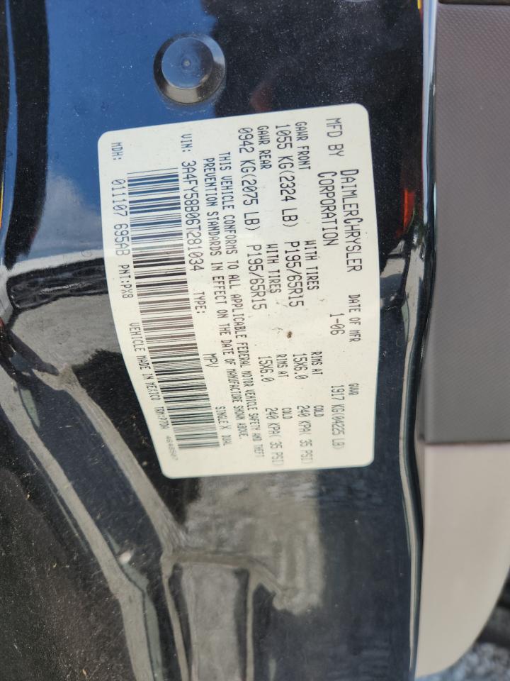 2006 Chrysler Pt Cruiser Touring VIN: 3A4FY58B06T281034 Lot: 62349325