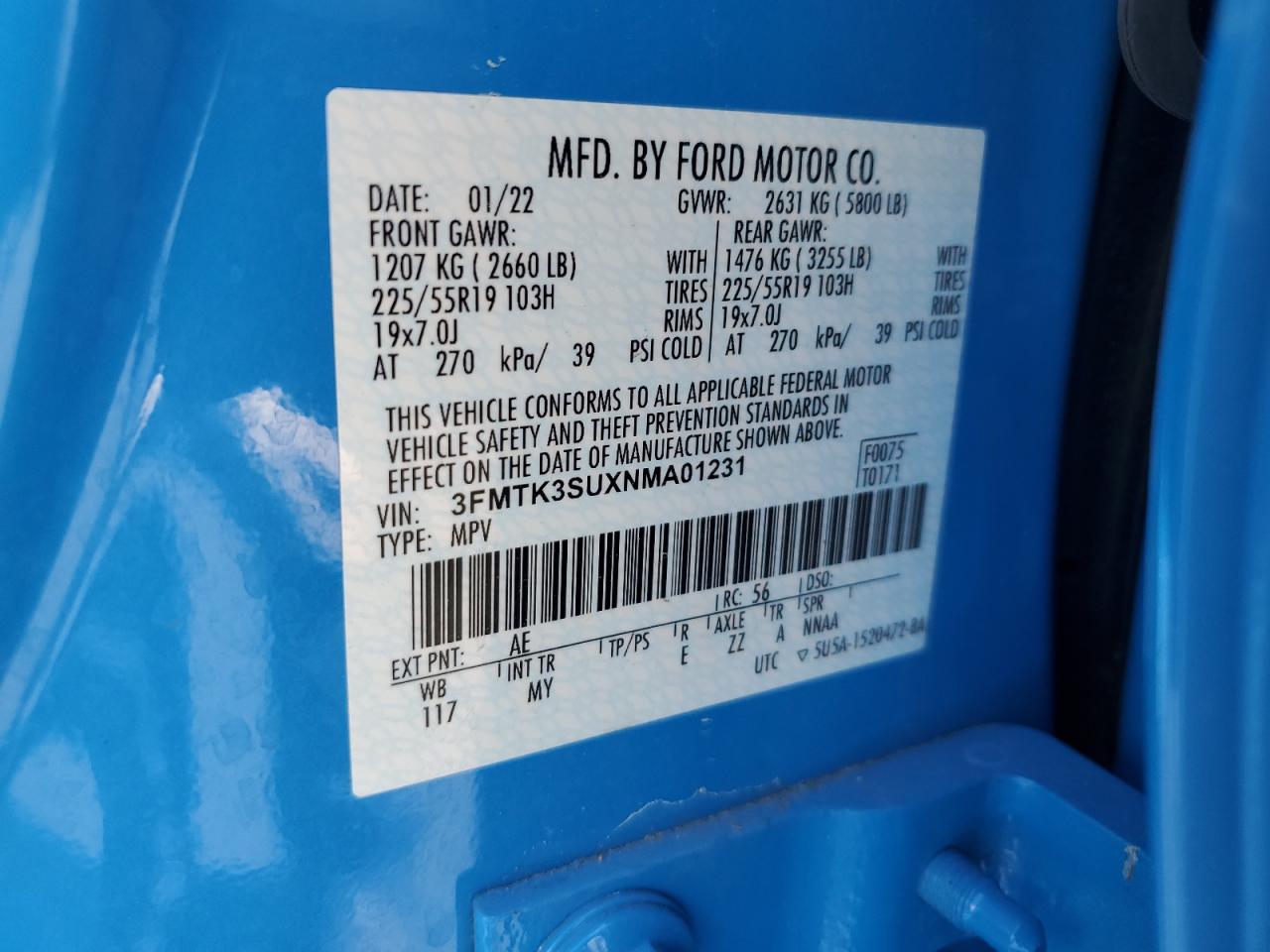 FORD ALL Models 2022 VIN 3FMTK3SUXNMA01231 фото 12