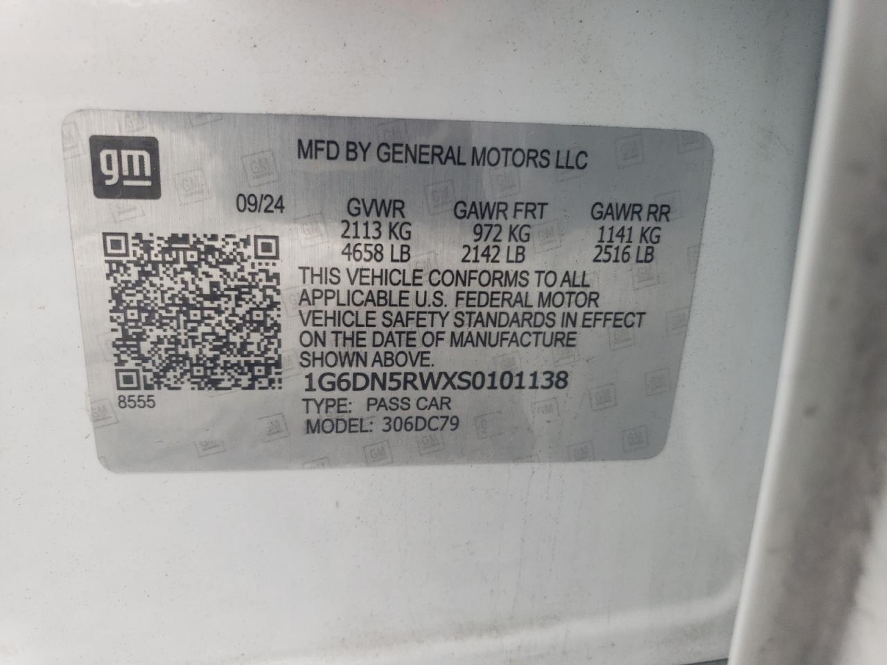 2025 Cadillac Ct5 Premium Luxury VIN: 1G6DN5RWXS0101138 Lot: 60369325