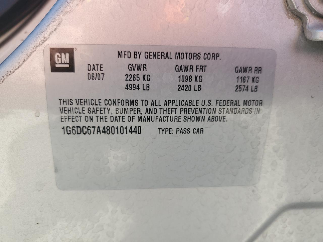 2008 Cadillac Sts VIN: 1G6DC67A480101440 Lot: 61436815