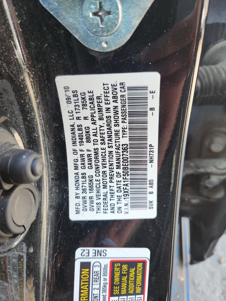 HONDA CIVIC 2011 VIN 19XFA1F50BE007363 фото 12