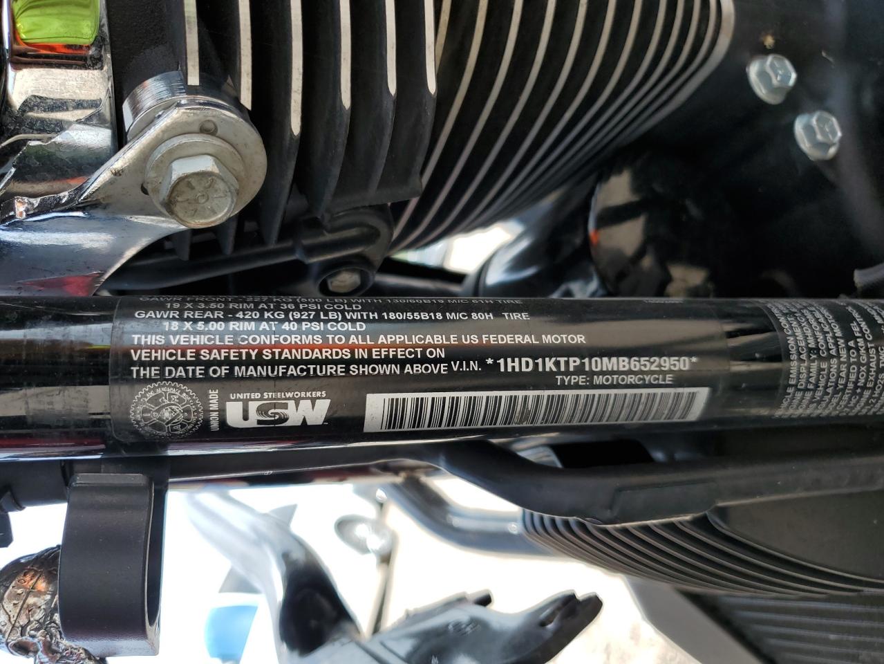 2021 Harley-Davidson Fltrxs VIN: 1HD1KTP10MB652950 Lot: 60890025