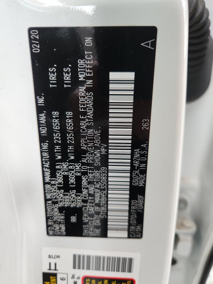 TOYOTA HIGHLANDER 2020 VIN 5TDBZRBH5LS508939 photo 13