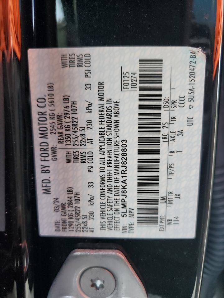 2024 Lincoln Nautilus Reserve VIN: 5LMPJ8KA1RJ828803 Lot: 59901145