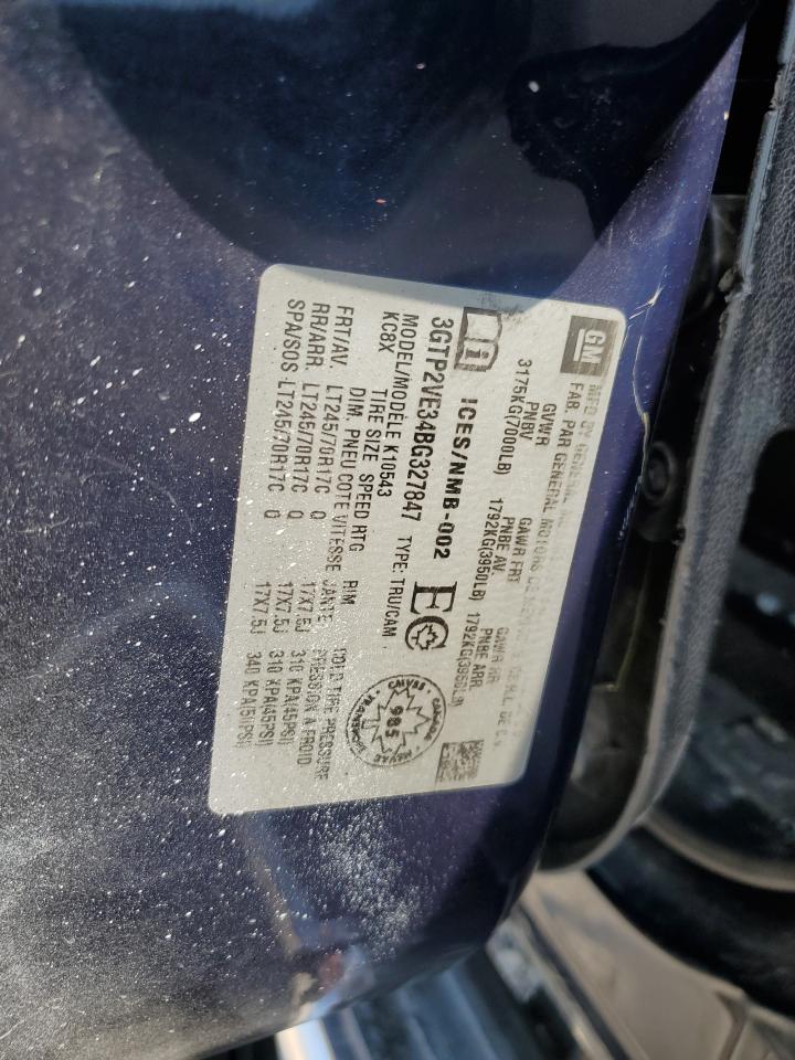 2011 GMC Sierra K1500 Sle VIN: 3GTP2VE34BG327847 Lot: 61599245