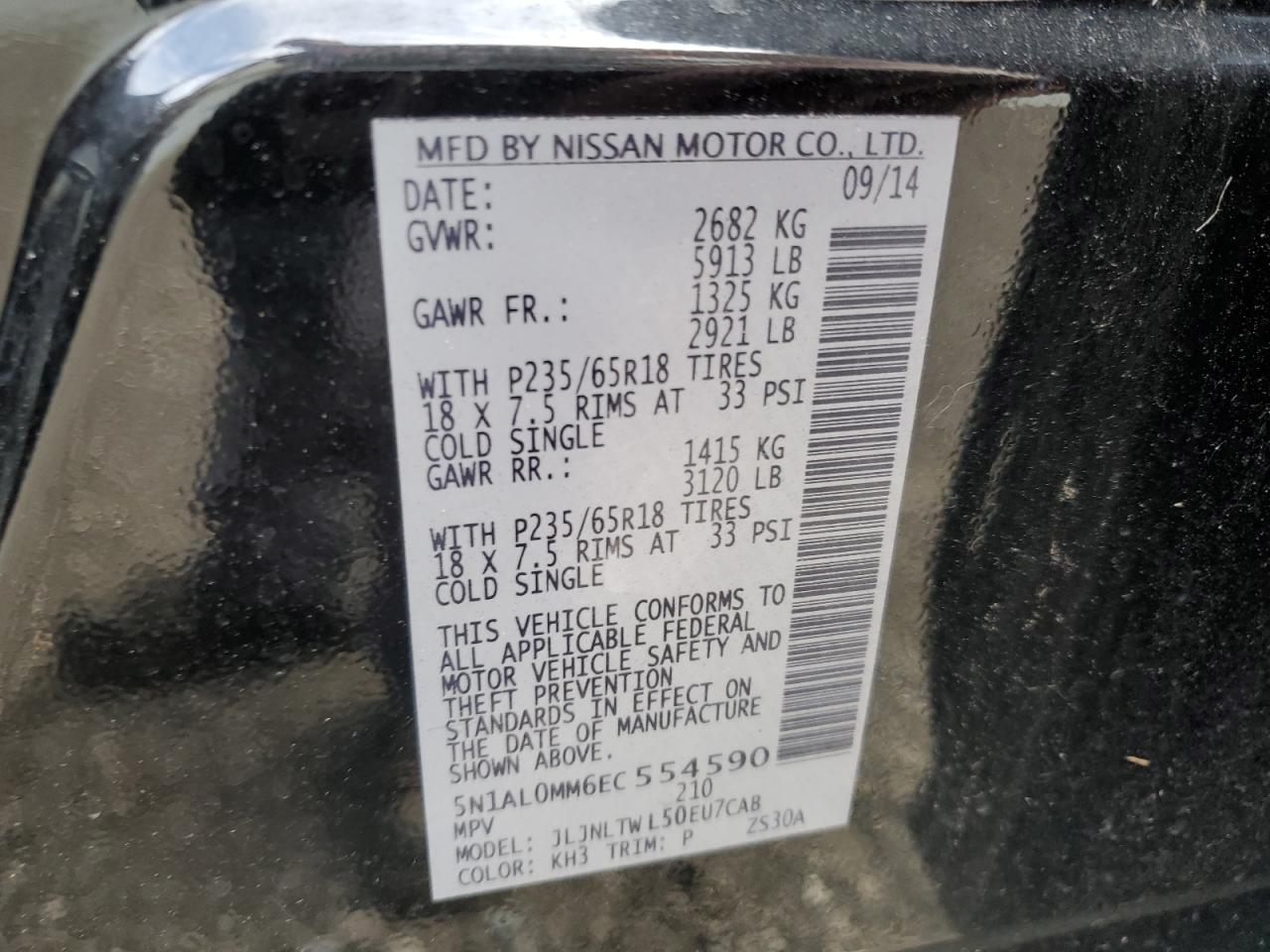 INFINITI QX60 2014 VIN 5N1AL0MM6EC554590 zdjęcie 13