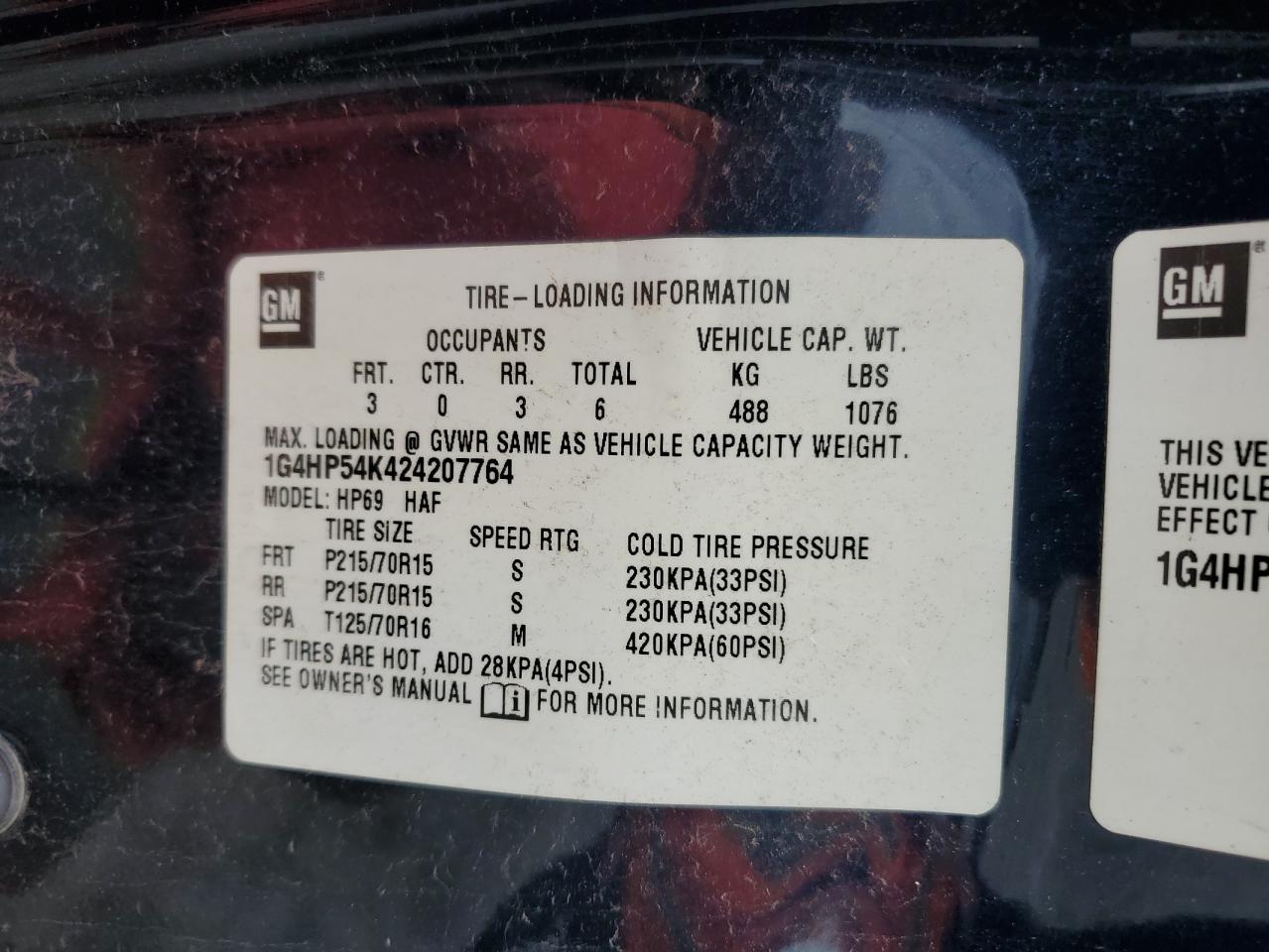 2002 Buick Lesabre Custom VIN: 1G4HP54K424207764 Lot: 60025415