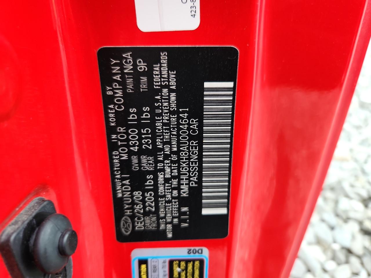 2010 Hyundai Genesis Coupe 3.8L VIN: KMHHU6KH8AU004641 Lot: 62854555