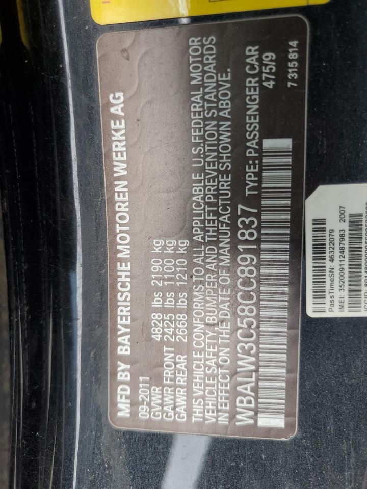 2012 BMW 640 I VIN: WBALW3C58CC891837 Lot: 62718515
