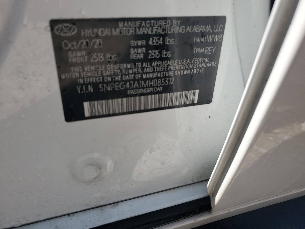 2021 Hyundai Sonata Se VIN: 5NPEG4JA1MH085312 Lot: 61678045
