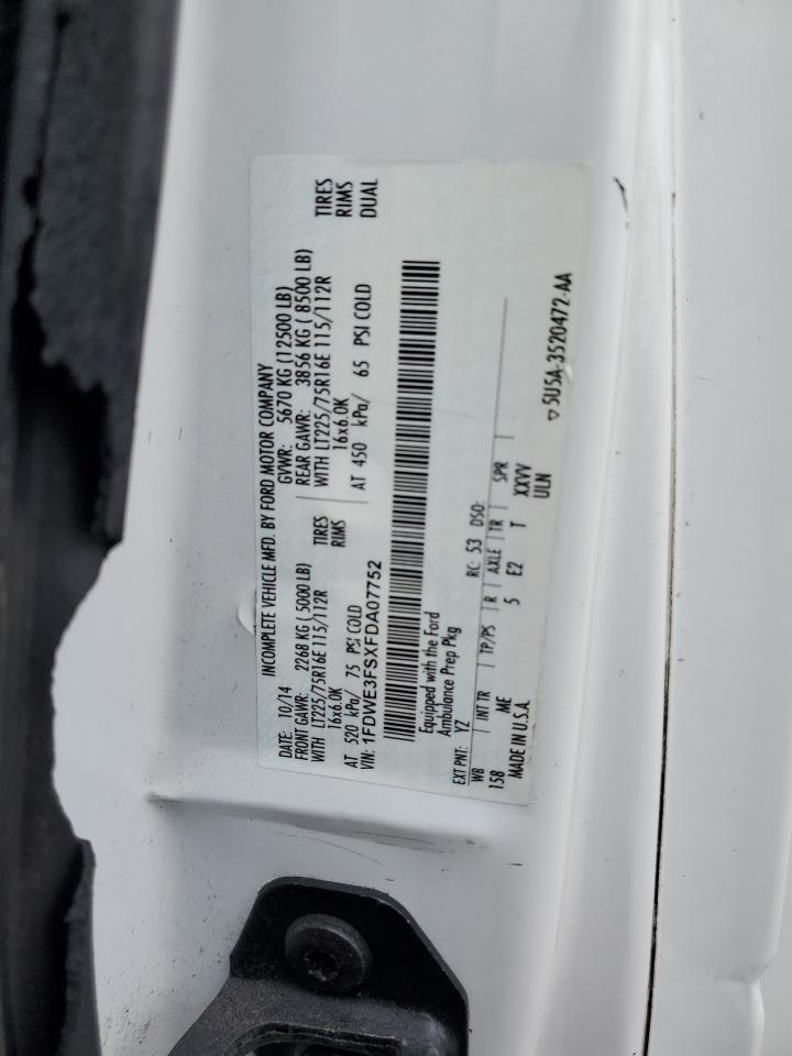 2015 Ford Econoline E350 Super Duty Cutaway Van VIN: 1FDWE3FSXFDA07752 Lot: 62582675