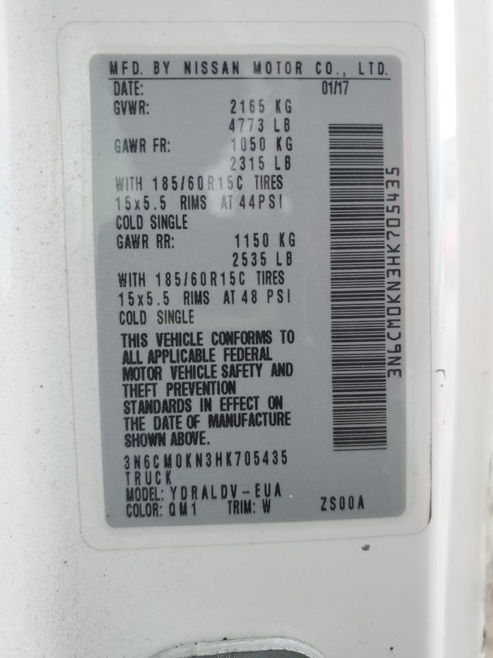2017 Nissan Nv200 2.5S VIN: 3N6CM0KN3HK705435 Lot: 59018295