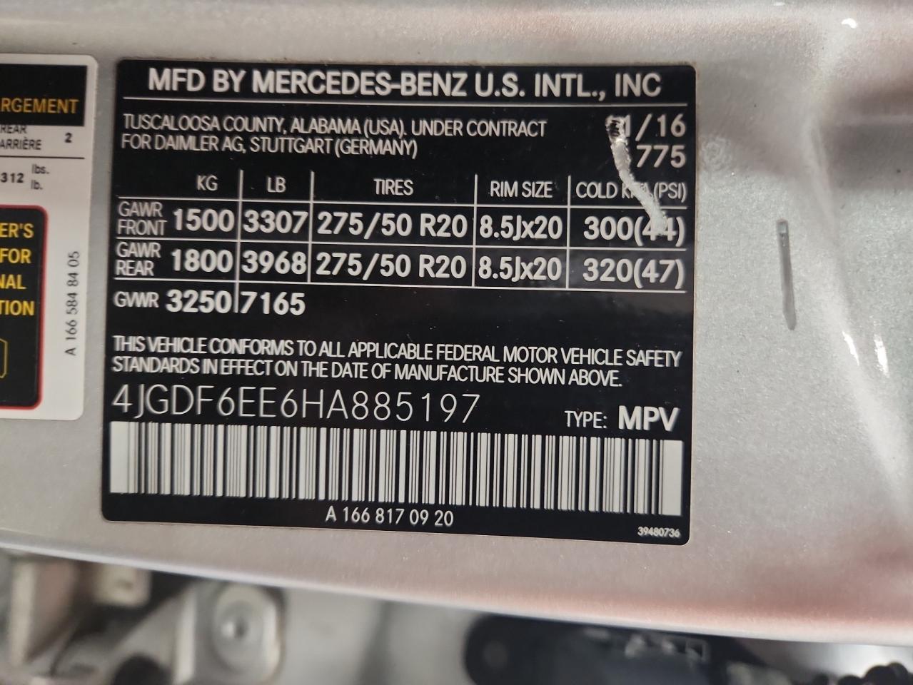 2017 Mercedes-Benz Gls 450 4Matic VIN: 4JGDF6EE6HA885197 Lot: 59707255