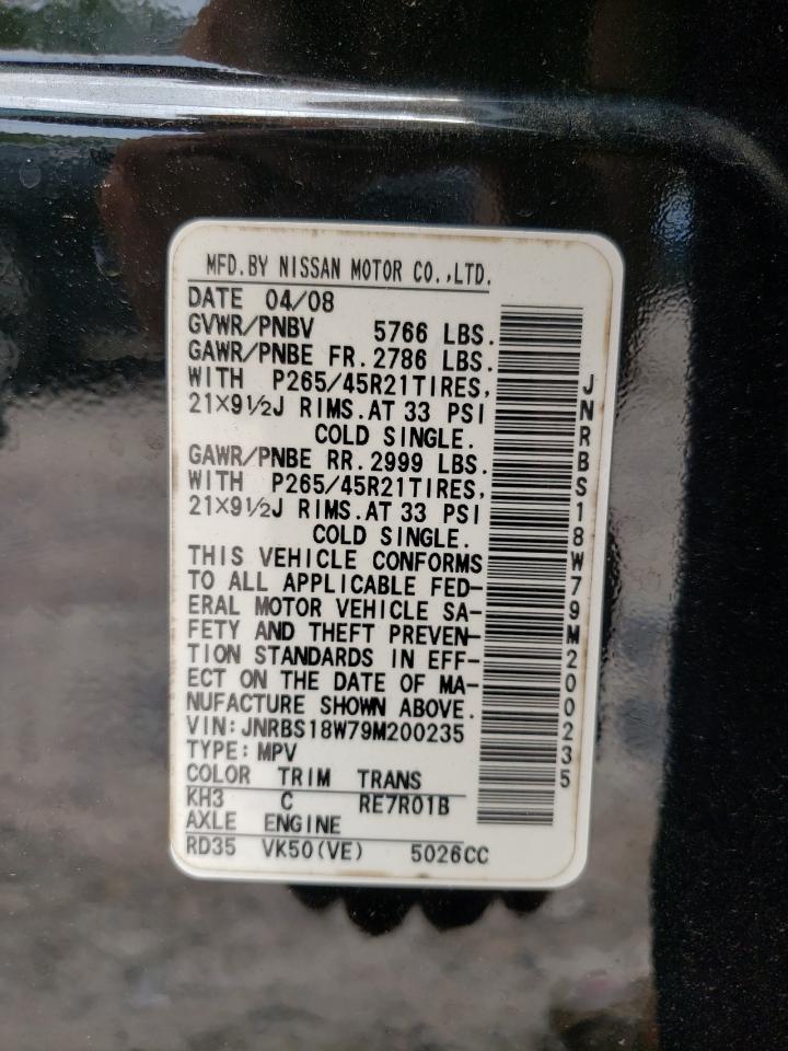 2009 Infiniti Fx50 VIN: JNRBS18W79M200235 Lot: 59481675