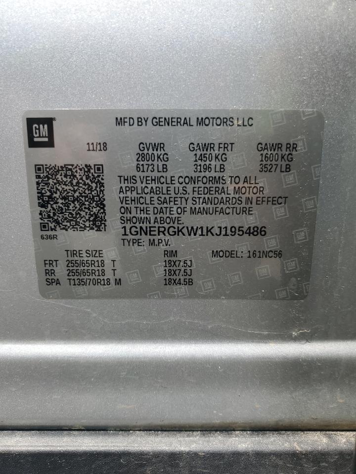 1GNERGKW1KJ195486 2019 Chevrolet Traverse Lt