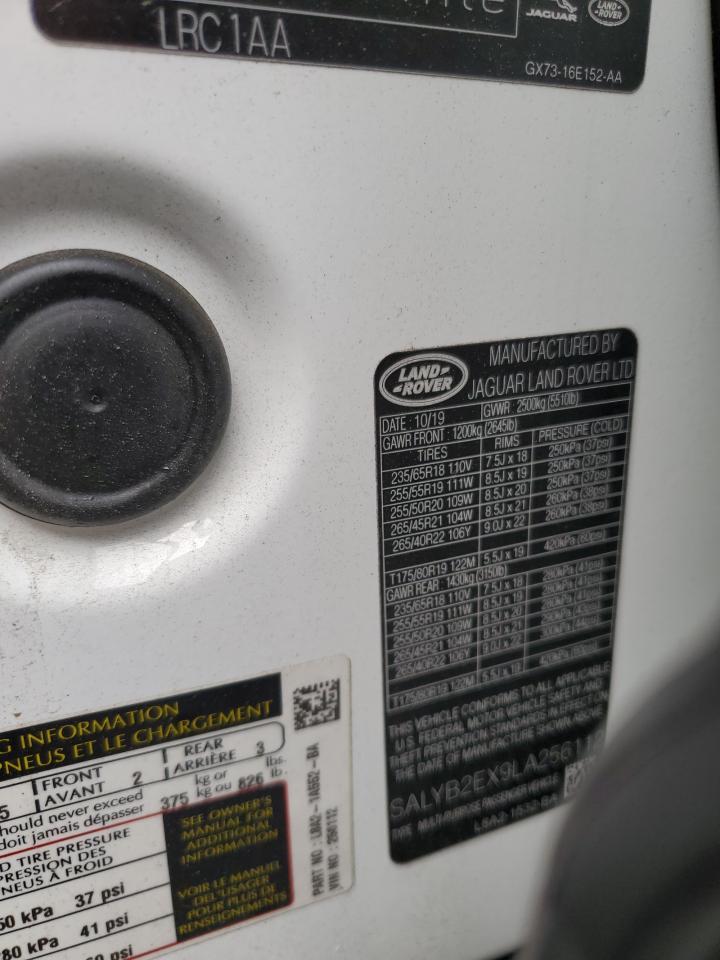 2020 Land Rover Range Rover Velar S VIN: SALYB2EX9LA256112 Lot: 61754095