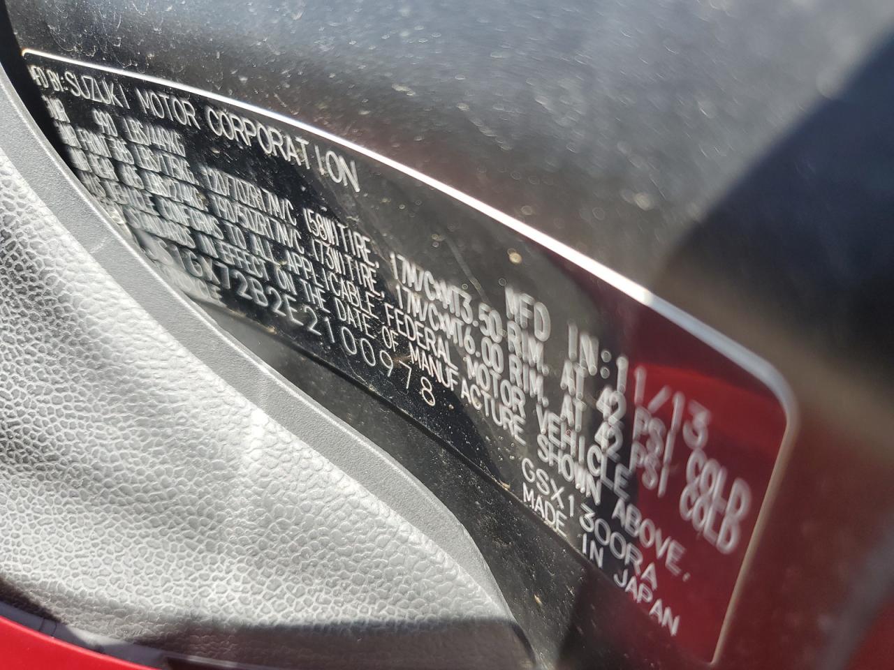 2014 Suzuki Gsx1300 Ra VIN: JS1GX72B2E2100978 Lot: 61988975
