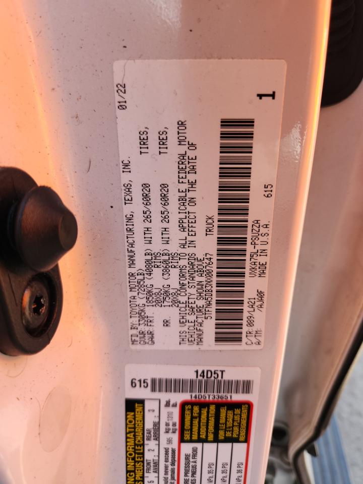 5tfna5db3nx007647 5TFNA5DB3NX007647 2022 Toyota Tundra Crewmax Platinum