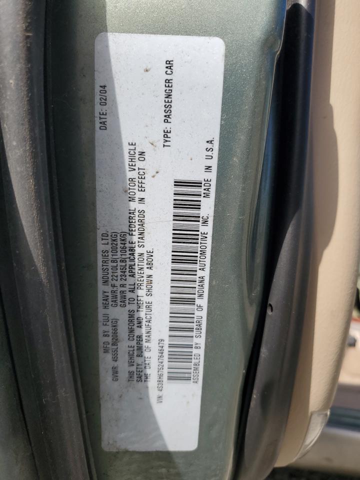 2004 Subaru Legacy Outback Awp VIN: 4S3BH675247646479 Lot: 60536435