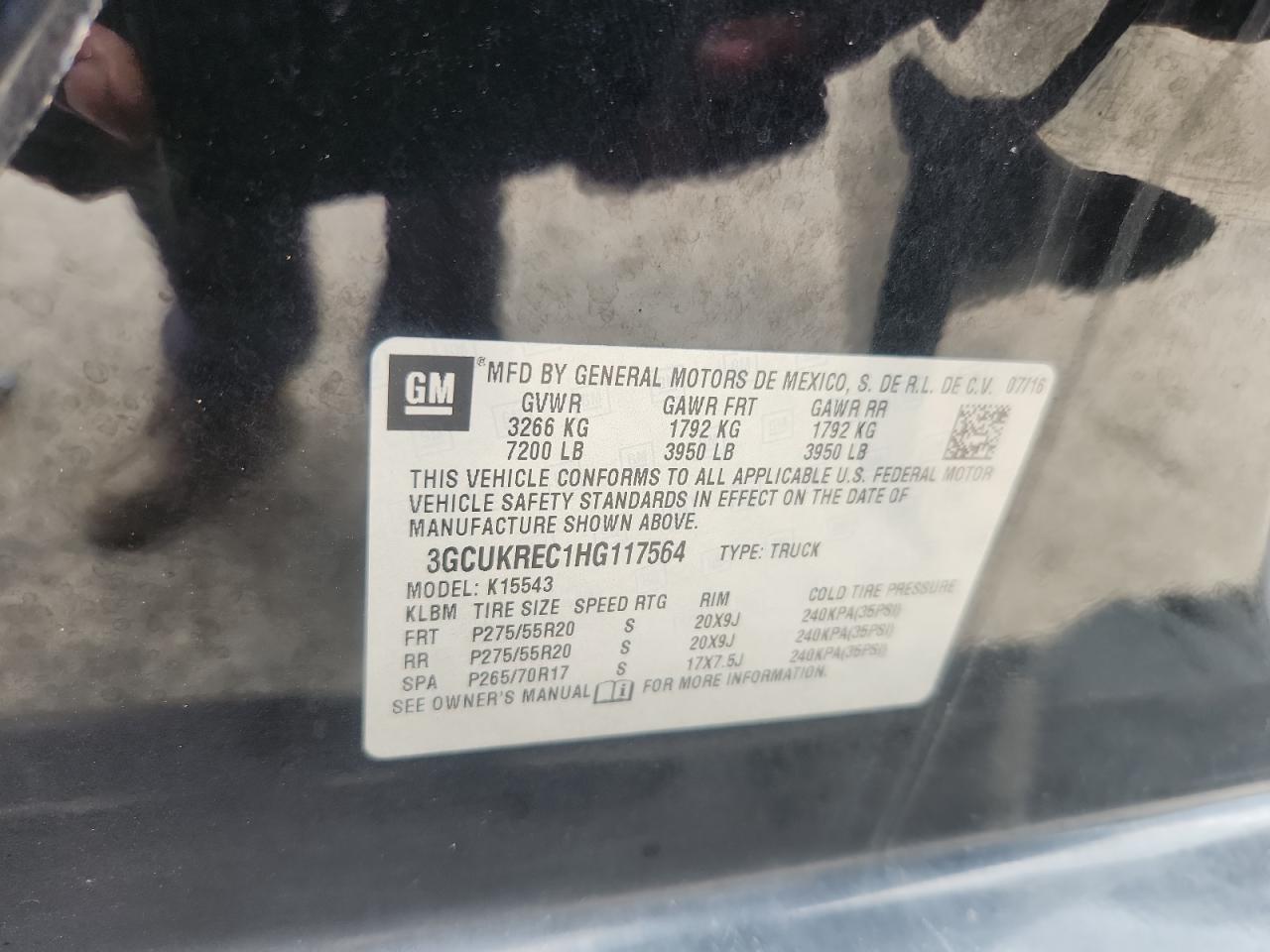 2017 Chevrolet Silverado K1500 Lt VIN: 3GCUKREC1HG117564 Lot: 63029175