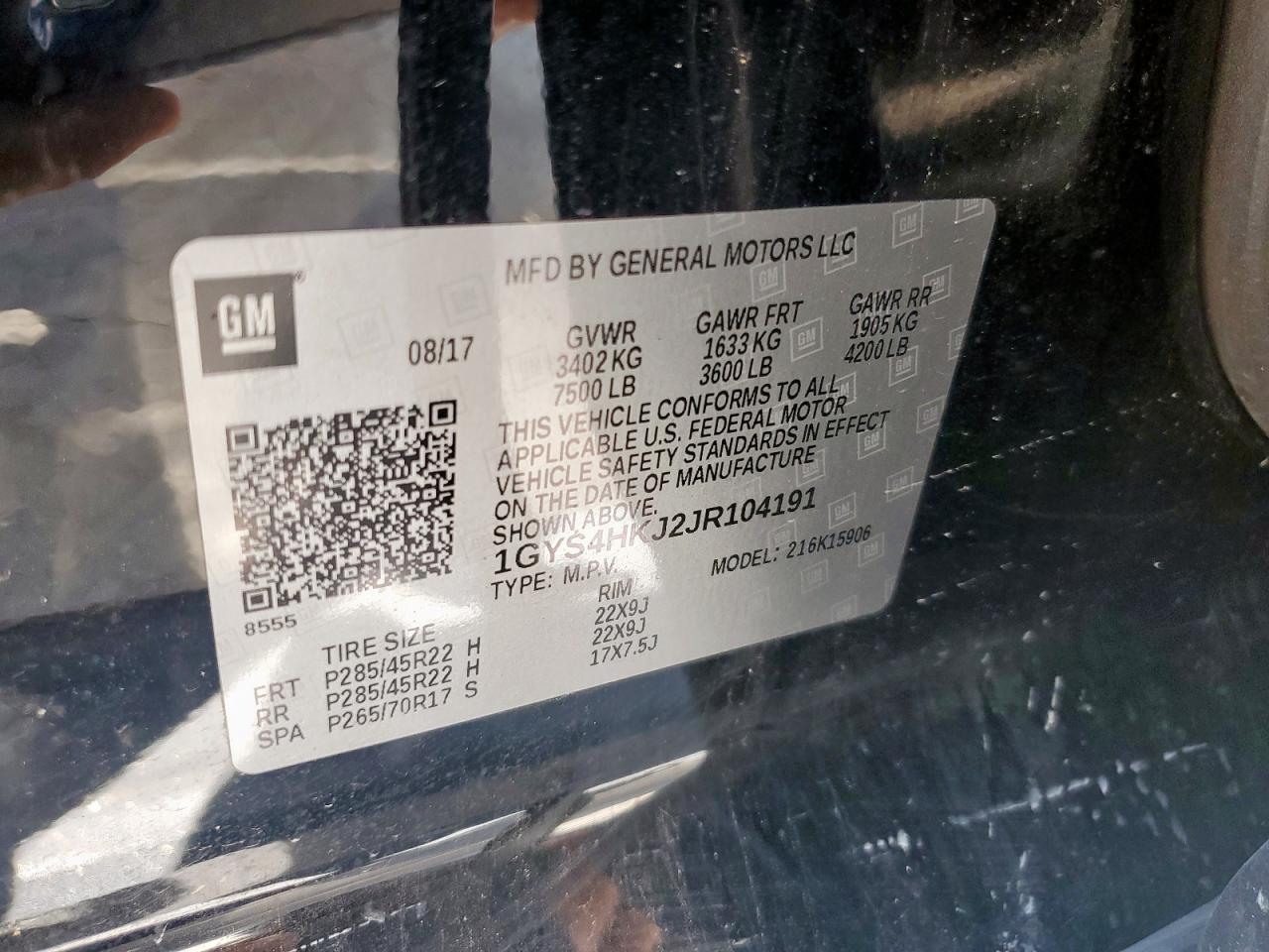 2018 Cadillac Escalade Esv Luxury VIN: 1GYS4HKJ2JR104191 Lot: 61133295