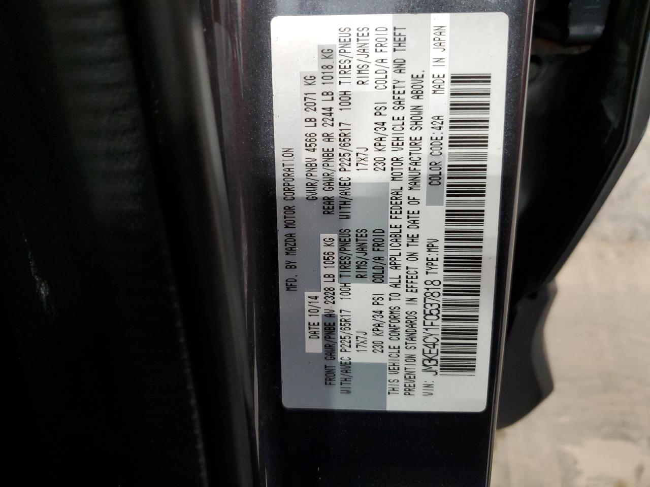 2015 Mazda Cx-5 Touring VIN: JM3KE4CY1F0537818 Lot: 62215785