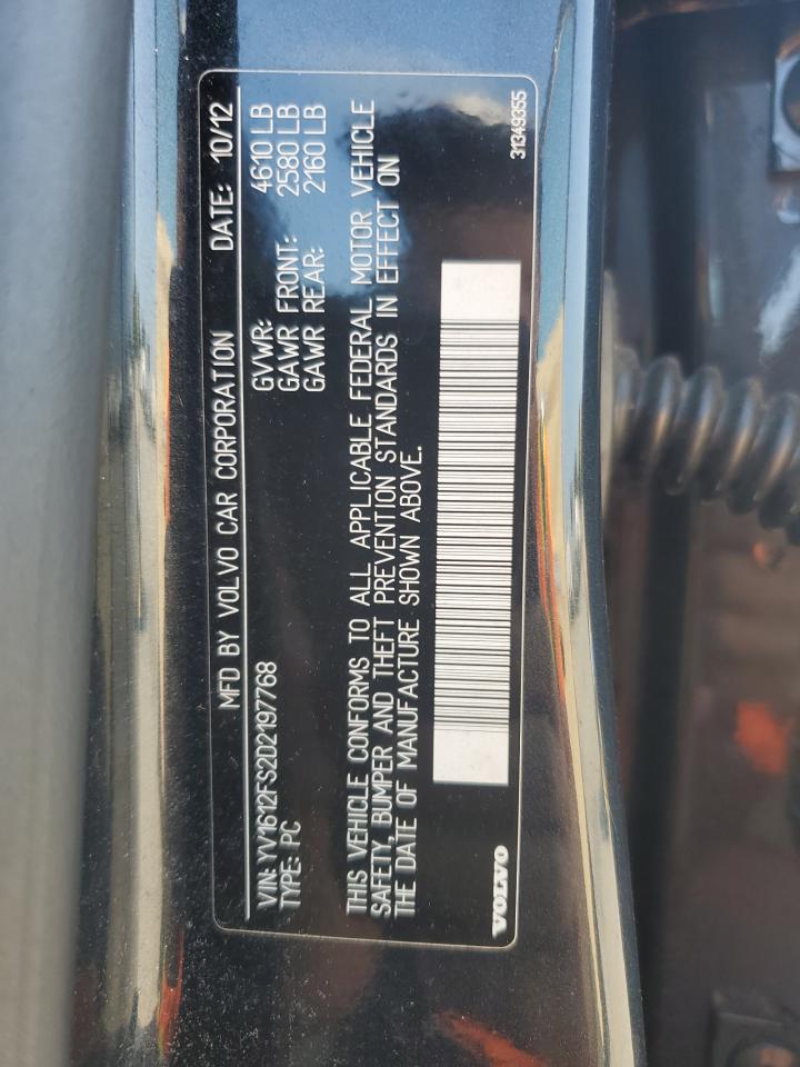 2013 Volvo S60 T5 VIN: YV1612FS2D2197768 Lot: 62574065