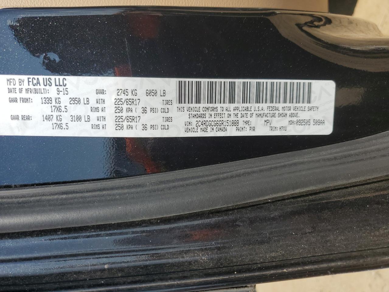 2016 Dodge Grand Caravan Sxt VIN: 2C4RDGCG6GR151888 Lot: 61725795