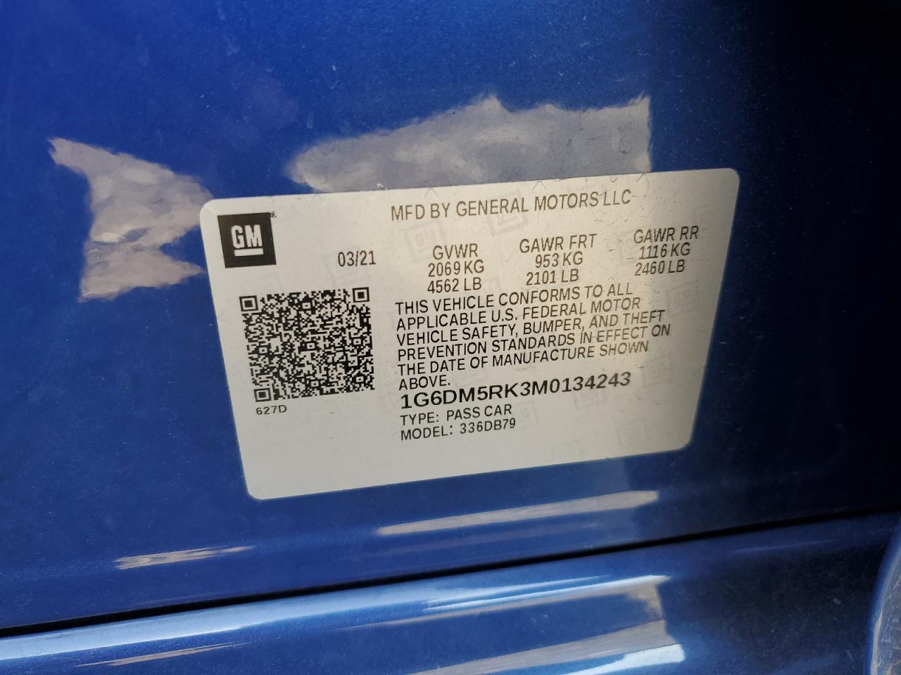 2021 Cadillac Ct5 Luxury VIN: 1G6DM5RK3M0134243 Lot: 58936485