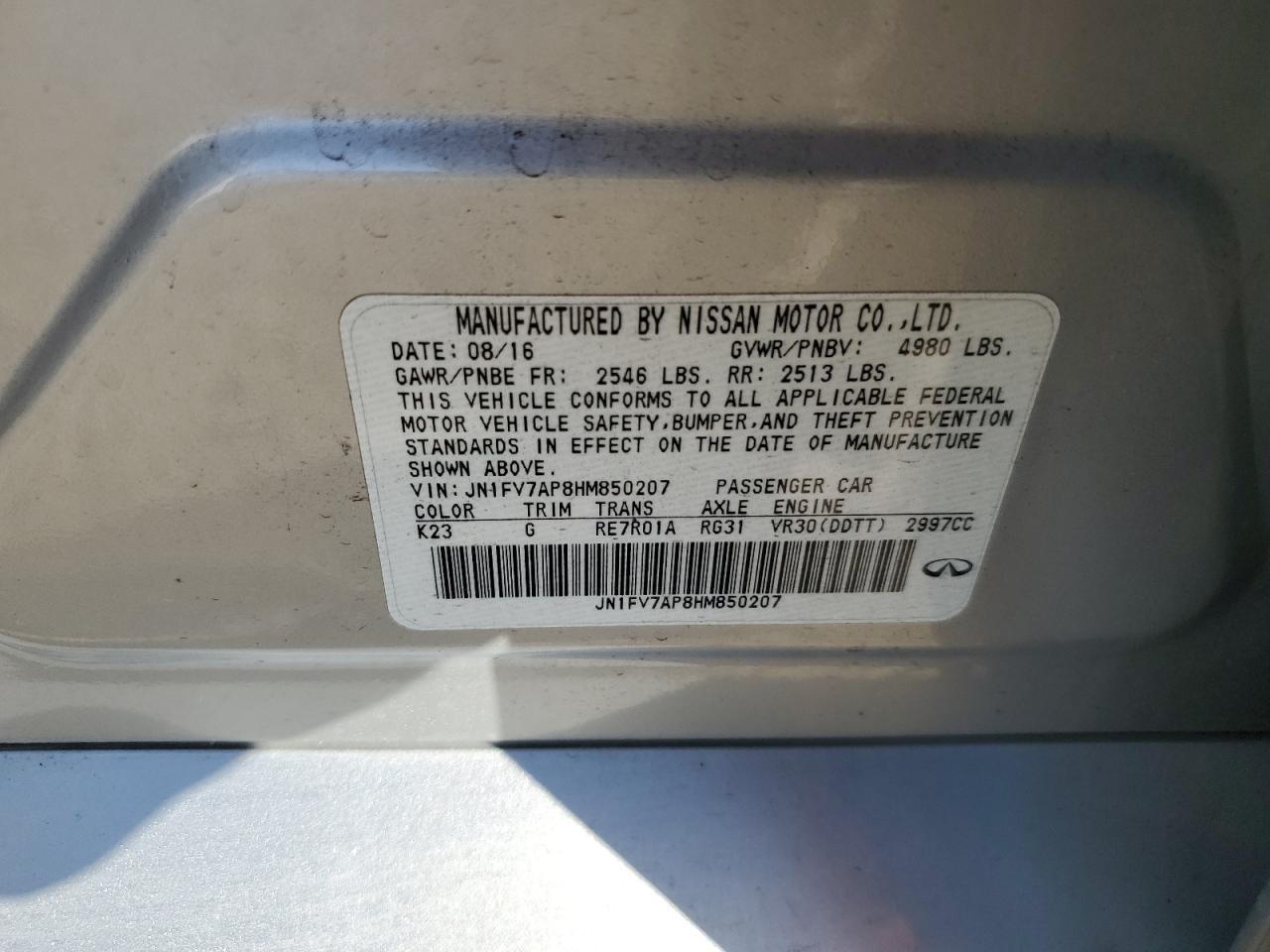 INFINITI Q50 2017 VIN JN1FV7AP8HM850207 zdjęcie 13