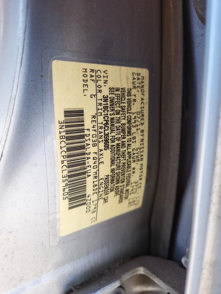 2012 Nissan Versa S VIN: 3N1BC1CP6CL359605 Lot: 60895535
