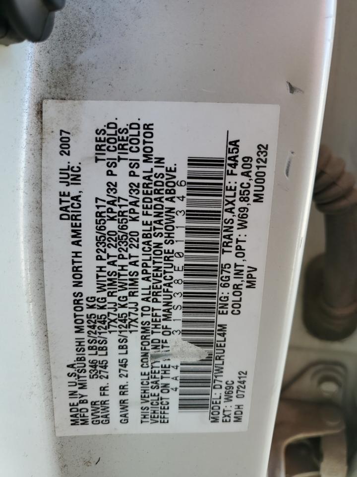 2008 Mitsubishi Endeavor Se VIN: 4A4MM31S38E011346 Lot: 60468655