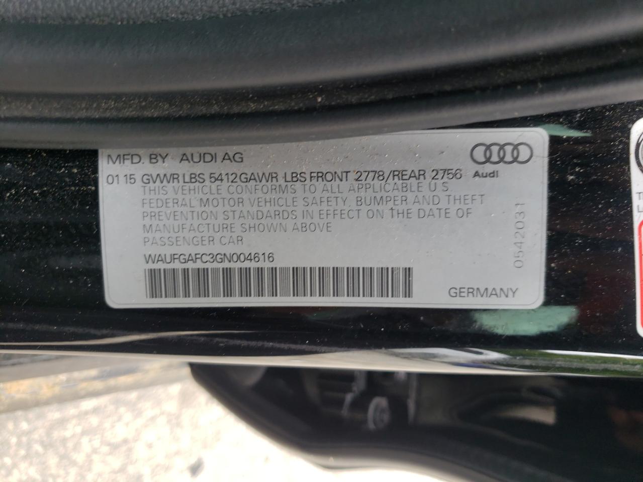 waufgafc3gn004616 WAUFGAFC3GN004616 2016 Audi A6 Premium Plus