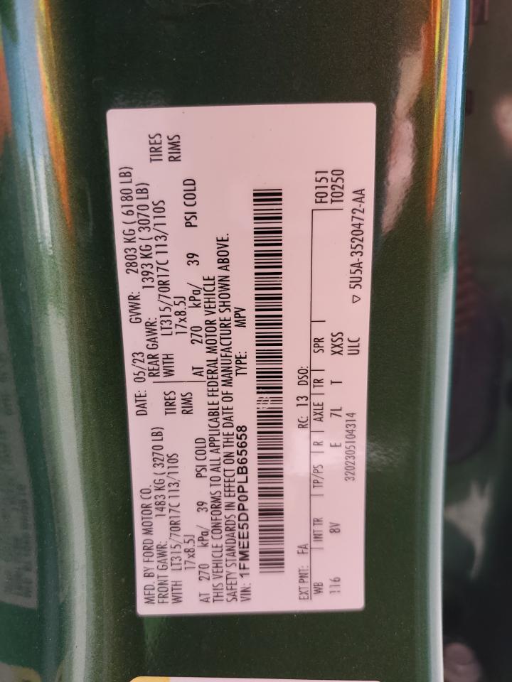 2023 Ford Bronco Base VIN: 1FMEE5DP0PLB65658 Lot: 61542535