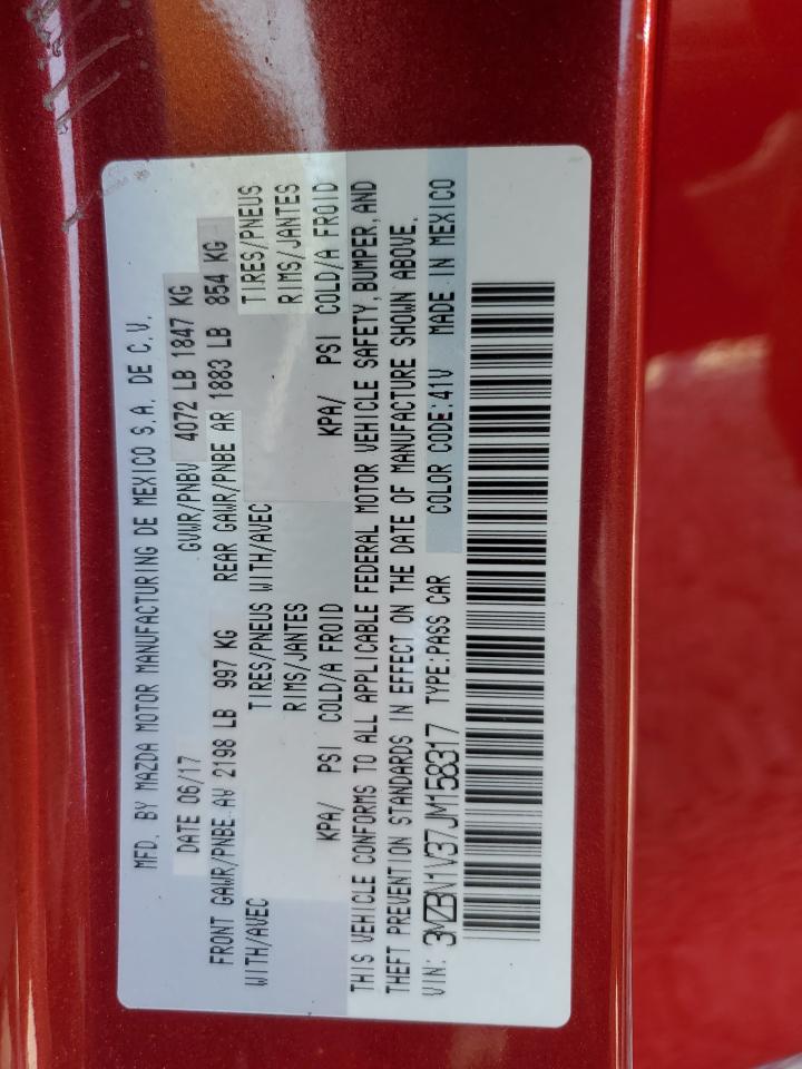 2018 Mazda 3 Touring VIN: 3MZBN1V37JM158317 Lot: 59059905